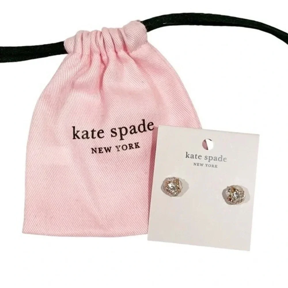 Kate‎ Spade Lady Marmalade Stud Earrings Gold Crystal Round NWT + Dust Bag